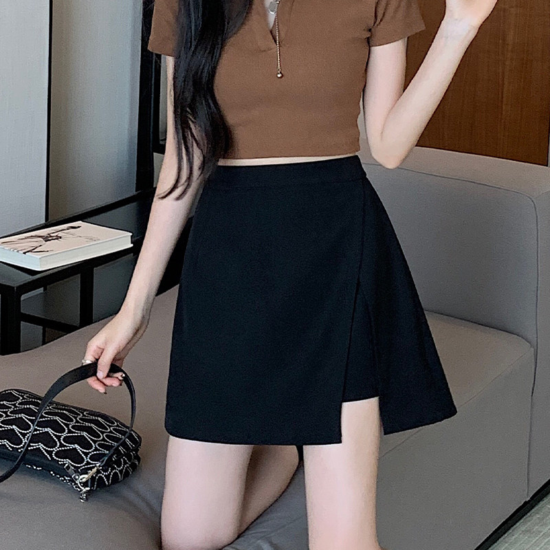 雁绫羽黑色短裙大码短裙裤女2023新款防走光适合小个子MM半身裙子_虎窝淘