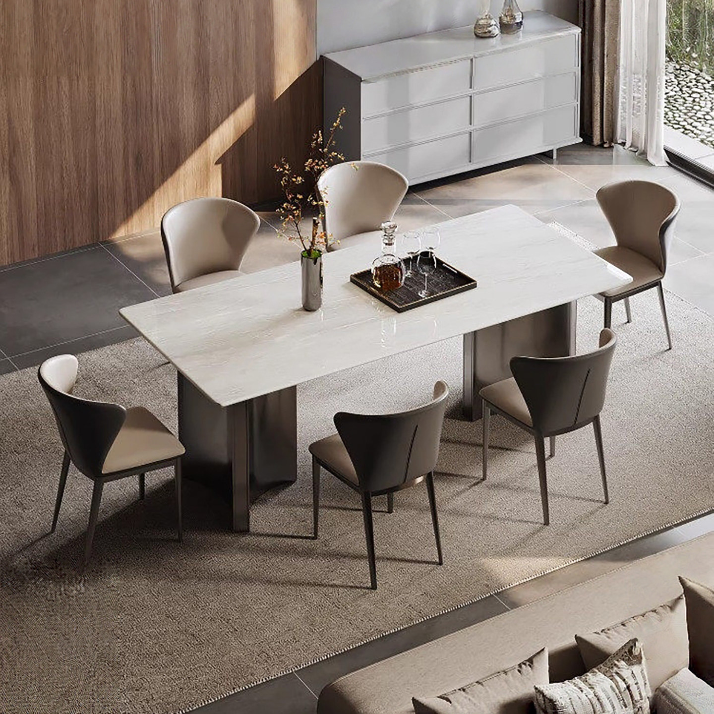 天然奢石卡里冰玉意式轻奢餐桌椅2026新款高级感长方形大理石餐桌,住宅家具,大理石餐桌,淘宝优惠券,粉丝福利购,淘宝优惠卷