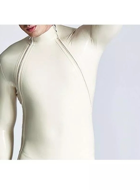 乳胶紧身衣 斜肩拉链 裆部拉链  高弹力  latex catsuit 定制
