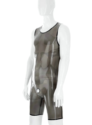 【SUYI】乳胶衣 透明黑 无拉链 短袖 无拉链脖子进入 开洞 高弹