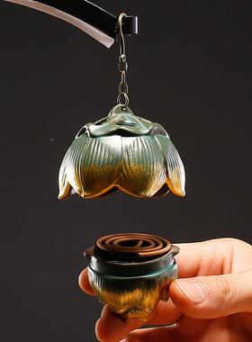 香倒YVC流香沉摆件家用吊挂香囊球香球镂檀香炉倒流香禅炉意空香