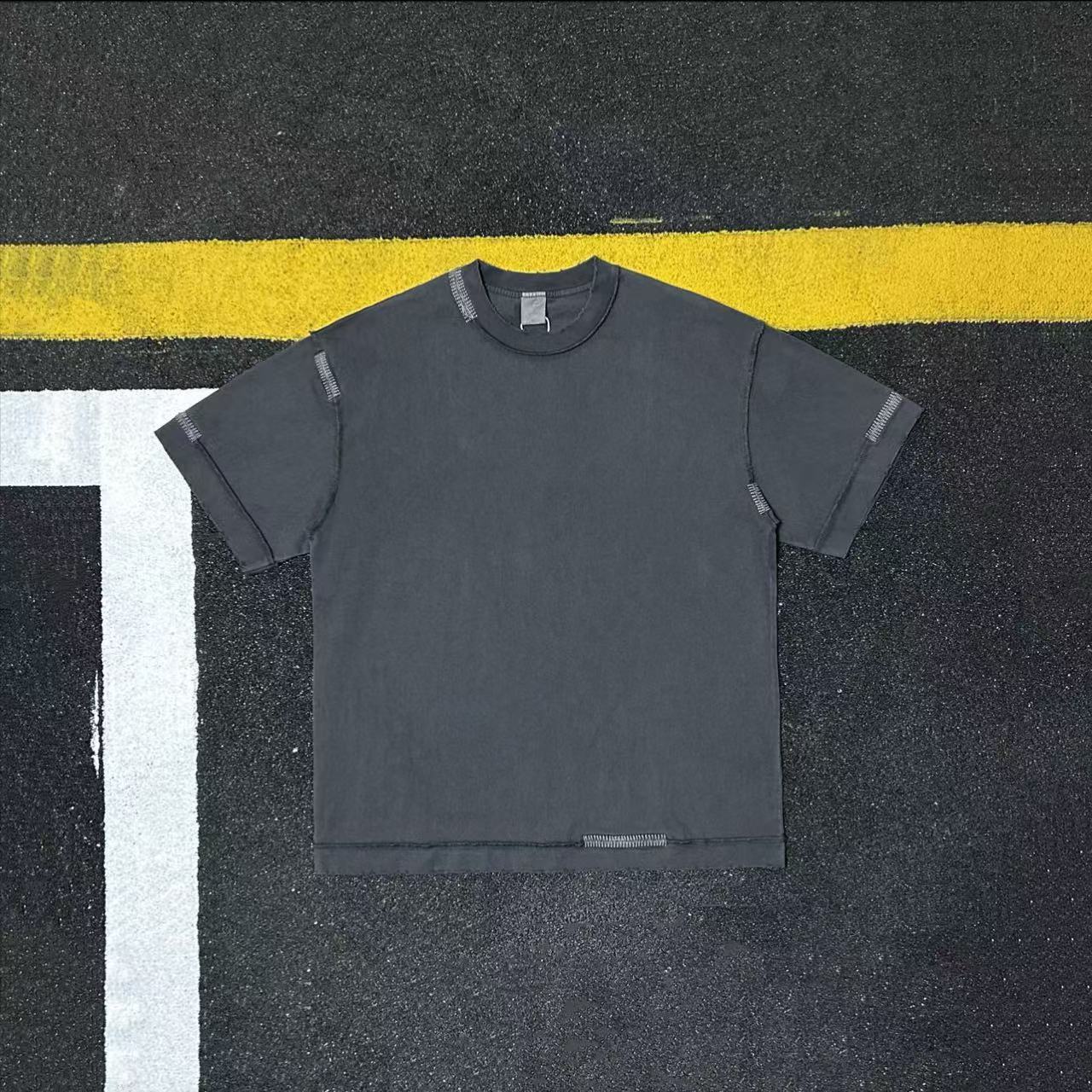 美式复古痞帅风重磅300克全棉短袖T恤男女做旧设计感街头潮牌上衣