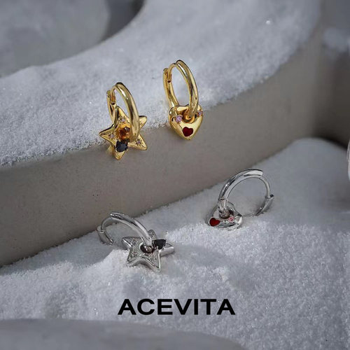 ACEVITA甜酷时尚心形星形耳环