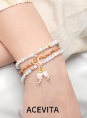 ACEVITA | 星月菩提 贝壳花朵新中式手链叠戴寿山石橄榄核手串