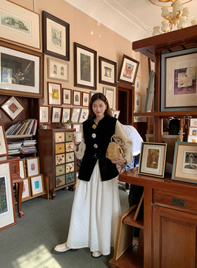 SourceWithU 提花肌理感设计感长裙女淑女温柔气质白色长款半身裙