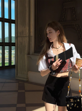 SourceWithU 璀璨星辰 定制细闪材质高腰女团短裤百搭辣妹休闲裤