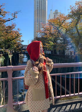 SourceWithU神明少女 20羊毛北极绒小红帽披肩羊羔毛外套毛呢半裙