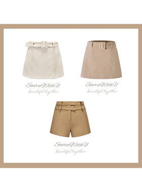 SourceWithU 伦敦道 3色50山海绒显身材秋冬显白毛呢半裙直筒短裤