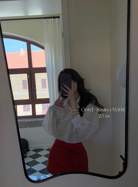 SourceWithU 韩女氛围 通勤温柔廓形莱赛尔斜襟微透白衬衫上衣夏