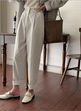 source with u博主标配 元气好裤型白色阔腿裤不易皱好打理西裤女