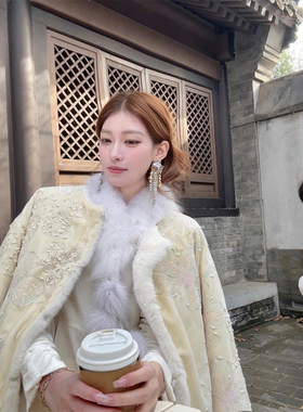 SourceWithU银杏钟声 定染提花刺绣新中式羽绒服直筒矜贵感半身裙