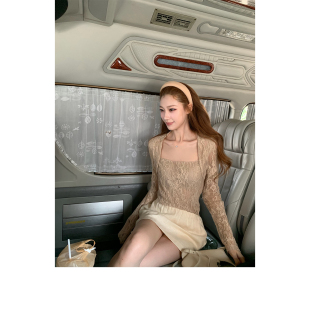 假两件 限时折扣 日常款 裸色微透2色蕾丝上衣 藜麦玫瑰