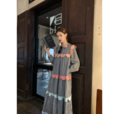 纯棉可爱撞色格纹上衣复古长款 SourceWithU 初夏园游会 连衣裙女