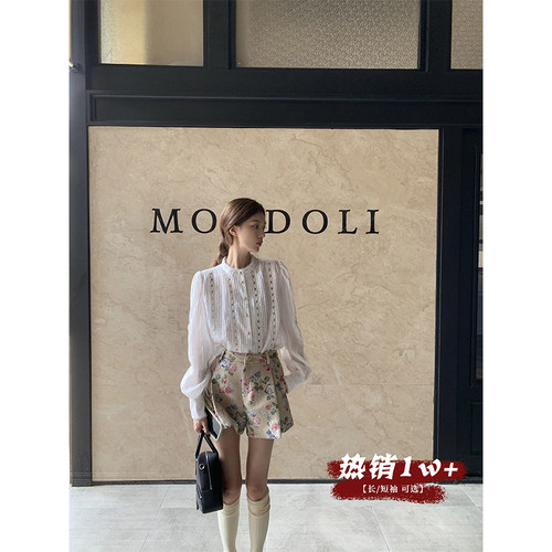 SourceWithU刺绣长袖衬衫上衣