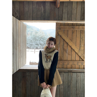 SourceWithU 香家斑比 超保暖32澳羊毛小鹿针织毛衣氛围感上衣女