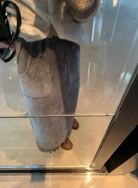 SourceWithU 咖啡布朗尼 2色雪尼尔绒百搭直筒半身裙冬季设计感裙