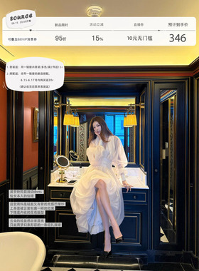 SourceWithU镜花水月 易梦玲同款Gala花苞仙女裙收腰浴袍款连衣裙