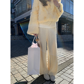 30羊毛百搭米白麻花阔腿针织裤 SourceWithU 蛋奶酥 遮肉显瘦半裙