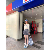 韩妹运动会 简约休闲芭蕾风修身 显瘦短款 SourceWithU tee高腰裙裤