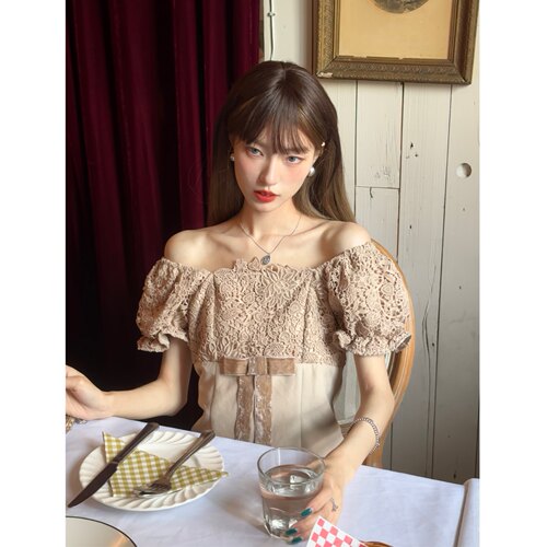 SourceWithU蕾丝香槟连衣裙