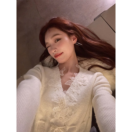 SourceWithU蕾丝拼接针织半身裙