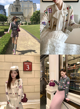 SourceWithU茶具30羊毛3色小香澳毛百搭休闲针织开衫外穿马甲套装