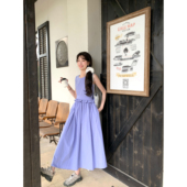 SourceWithU 盛夏长春花 花边系带大裙摆连衣裙圆领纯棉背心裙女