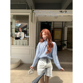 SourceWithU海盐奶芙 85天丝2色兔耳系带衬衫 浮雕玫瑰褶皱半裙女