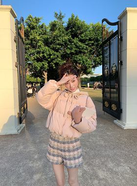 SourceWithU 冬日绒桃 2色针织连帽90白鸭绒面包羽绒服长短款外套