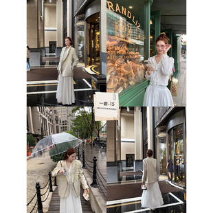 SourceWithU 雨天唐宁 绅士复古感仿麻肌理西装外套花边拼接马甲