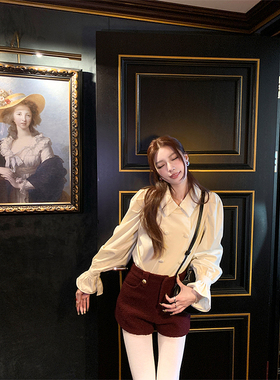 SourceWithU 新年钟声 60羊毛2色氛围感蝴蝶结毛呢短裤秋冬休闲裤