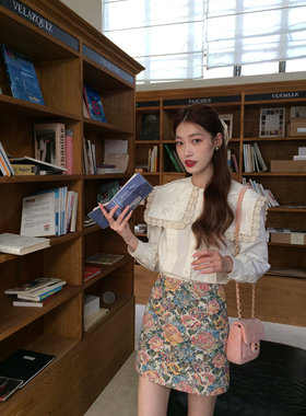 SourceWithU 天生女主 意式刺绣珍珠翻领衬衫设计感精致白色上衣