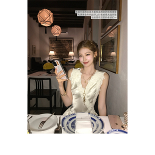 盖茨比 绝版 古着 短袖 限时折扣 无袖 2色刺绣收腰连衣裙