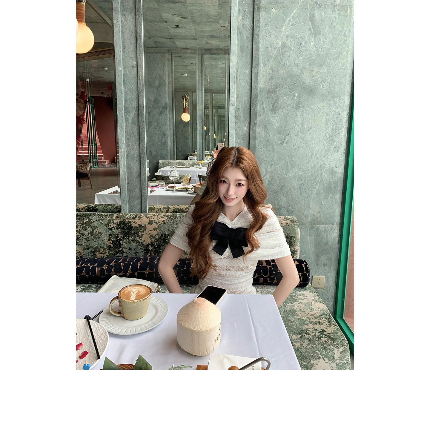 SourceWithU【jisoo同款】月下茶花生日会蕾丝裙蝴蝶结披肩连衣裙