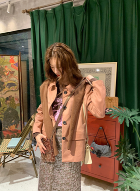 SourceWithU 克莱门公寓 3色美拉德质感麂皮西装小个子白色短裙女