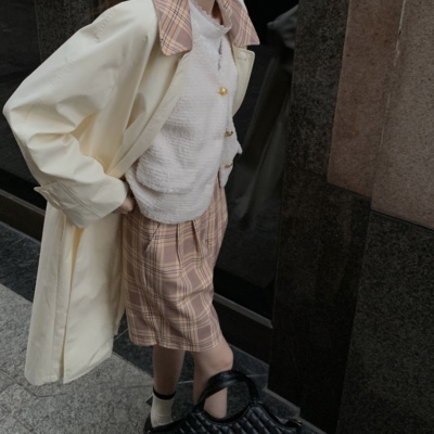 灯芯绒英伦格纹长裤休闲裤