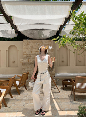 SourceWithU 好穿百搭 老钱风松弛感白色直筒裤高级简约休闲裤夏