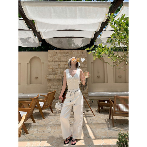 SourceWithU老钱白色直筒休闲裤