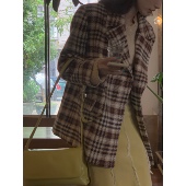 SourceWithU曼哈顿枫叶 格纹定制英伦风高级感千鸟格大衣气质外套