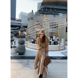 SourceWithU 月栖领地 不规则花边高克重麂皮长裙韩系半身裙女冬