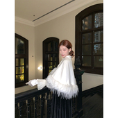 50羊毛金貉子毛双面尼斗篷丝绒背心裙衬衫 SourceWithU 洋房晚宴