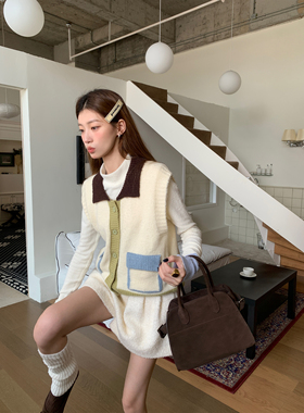 SourceWithU 2色暖冬 亲肤半高领拼色针织衫女修身长袖打底衫