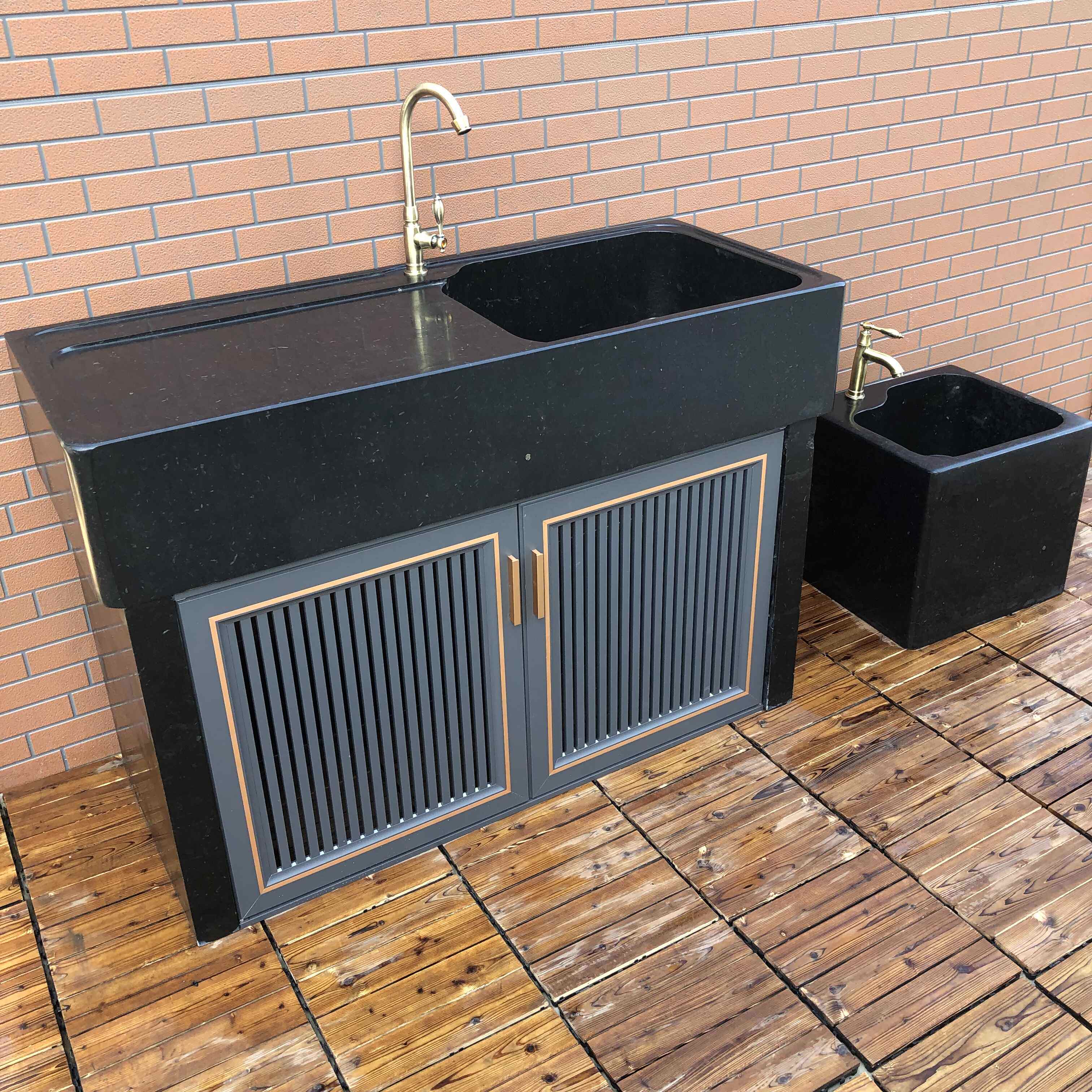 户外花园大理石洗手池阳台石头洗衣水池别墅庭院花岗岩一体洗菜槽