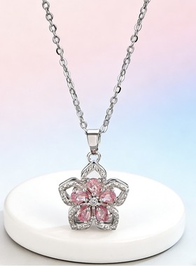 925银樱花锆石锁骨链轻奢小众