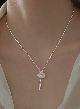 轻奢999纯银花朵流苏锁骨链