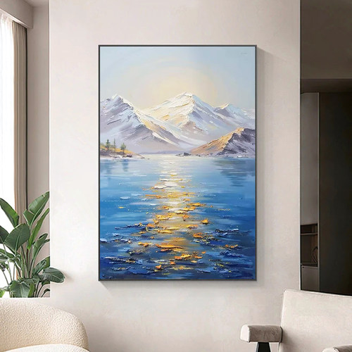 可班艺术纯手绘油画日照金山风景