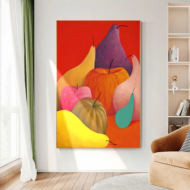 手绘油画创意水果静物一抽象手工挂画后现代简约客厅画走廊装饰画图片
