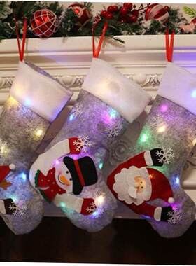 Christmas Stockings Socks Led Light Up Snowman Santa Elk
