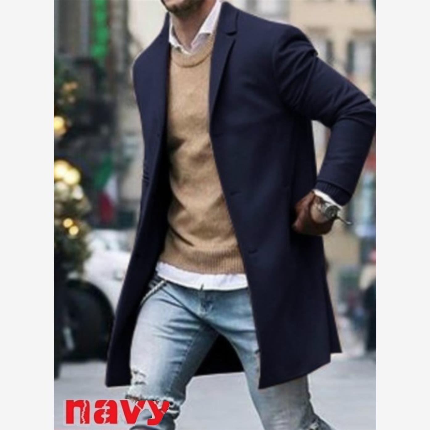 Men casual woolen coats male overcoat autumn long jacket man