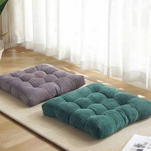 Square Large Floor Pillow Seating Cushion Corduroy Tufted Fl